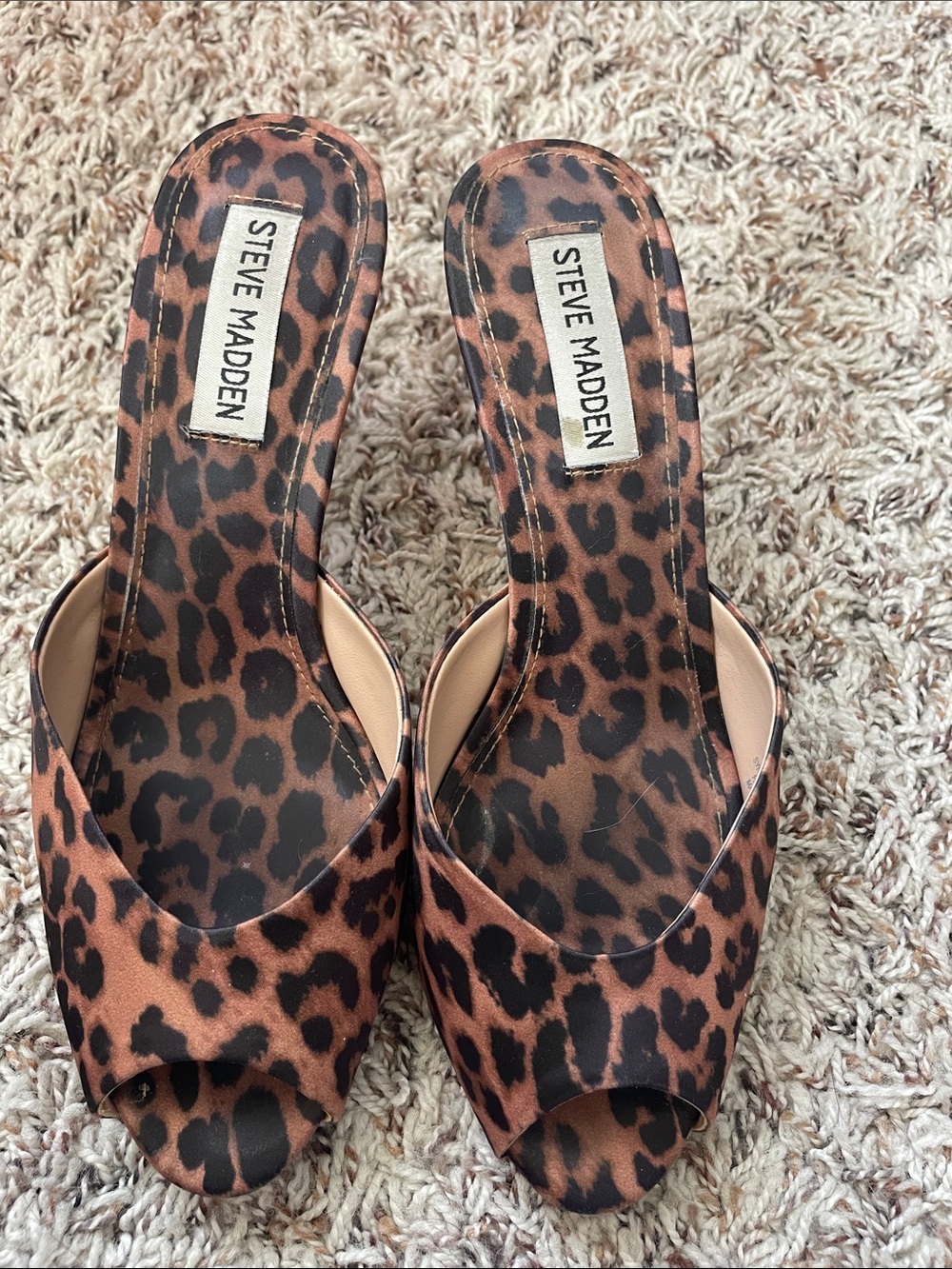 Steve Madden Leopard Print Open-Toe Slide Mules - Brown/Black